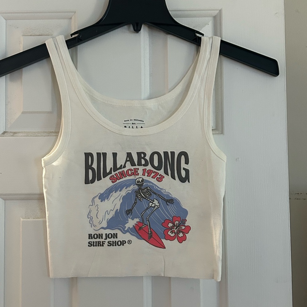 Billabong White Surf Graphic Tank Top